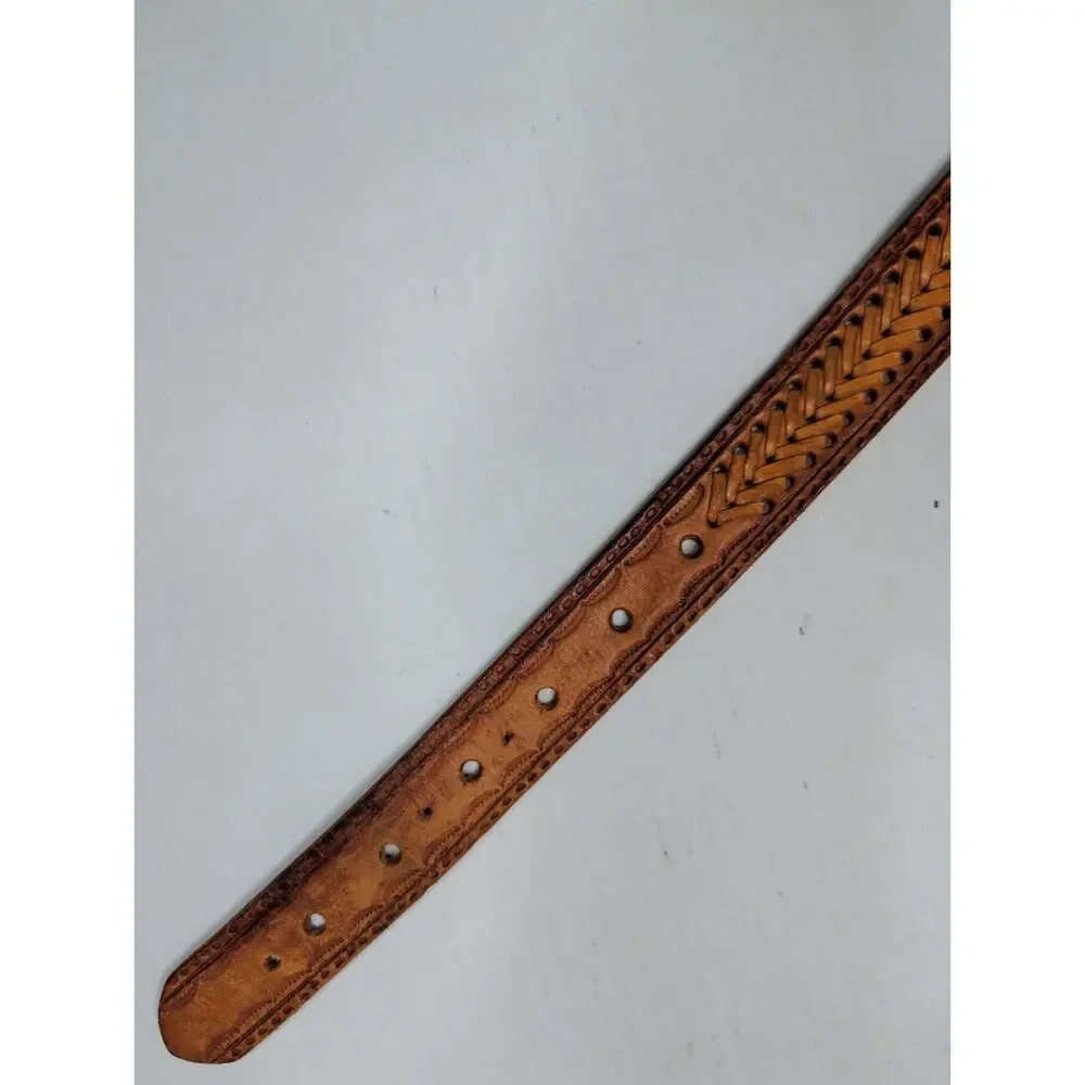Eagle Embossed Braided Genuine Full Leather Hand Tooled Western 42Belt 47